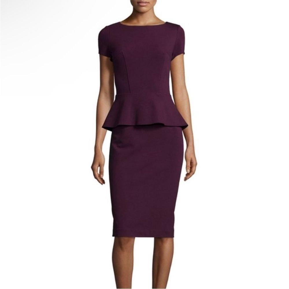Lafayette 148 Penny Dress Dark Red Peplum Short Sleeve Wool Career Office
